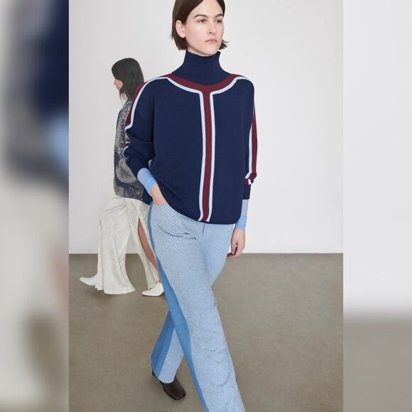 Nomia Track Stripe Mockneck Sweater Womens size Small - Picture 5 of 15